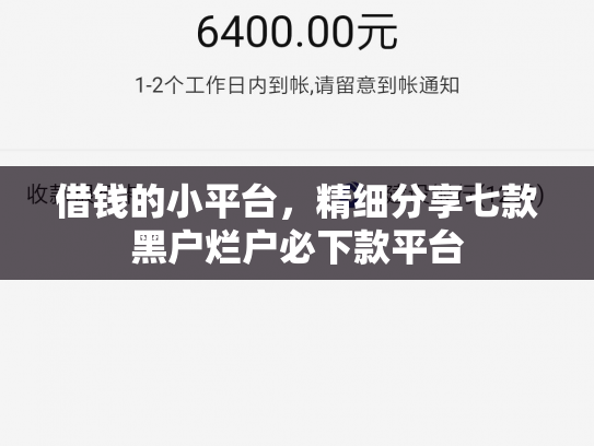 借钱的小平台，精细分享七款黑户烂户必下款平台