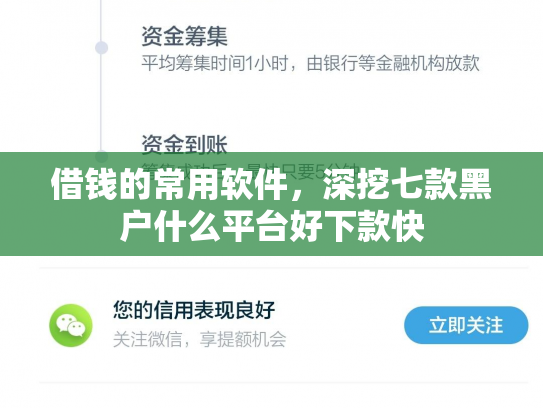 借钱的常用软件，深挖七款黑户什么平台好下款快