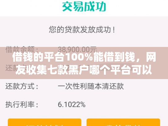借钱的平台100%能借到钱，网友收集七款黑户哪个平台可以下款