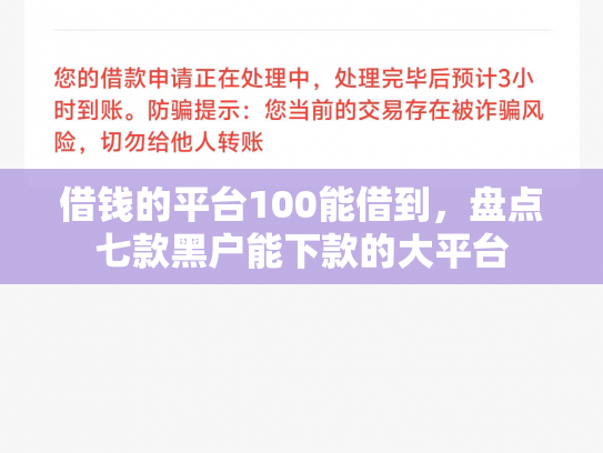 借钱的平台100能借到，盘点七款黑户能下款的大平台