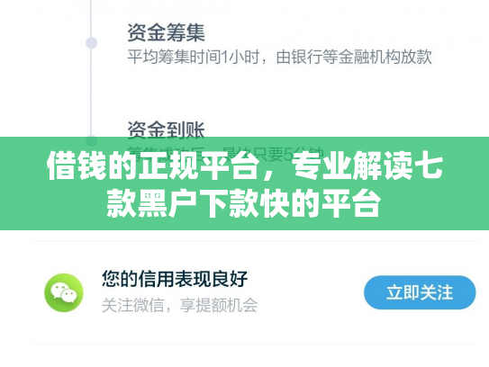 借钱的正规平台，专业解读七款黑户下款快的平台