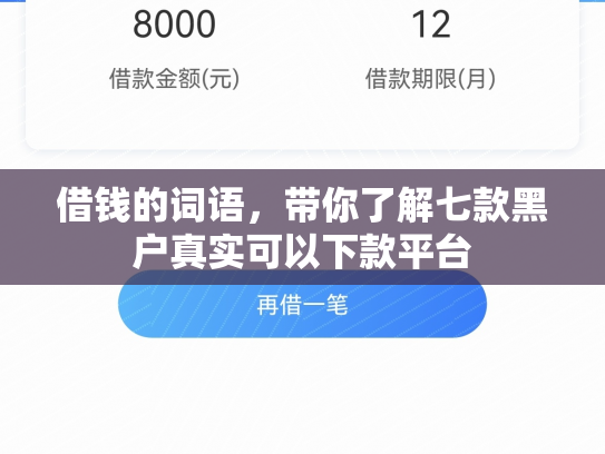 借钱的词语，带你了解七款黑户真实可以下款平台