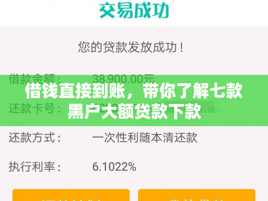 借钱直接到账，带你了解七款黑户大额贷款下款