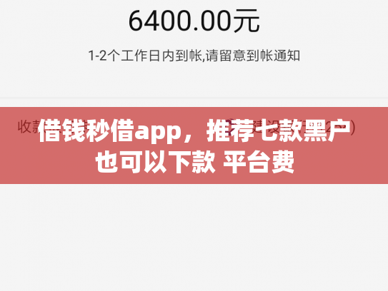 借钱秒借app，推荐七款黑户也可以下款 平台费