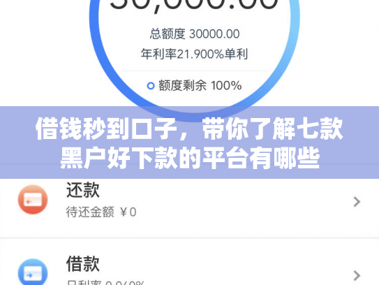 借钱秒到口子，带你了解七款黑户好下款的平台有哪些