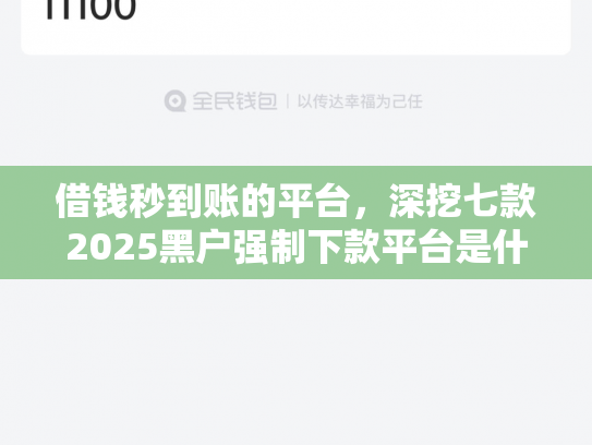 借钱秒到账的平台，深挖七款2025黑户强制下款平台是什么