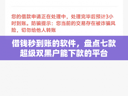 借钱秒到账的软件，盘点七款超级双黑户能下款的平台