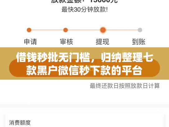 借钱秒批无门槛，归纳整理七款黑户微信秒下款的平台