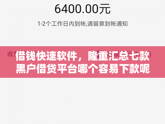 借钱快速软件，隆重汇总七款黑户借贷平台哪个容易下款呢