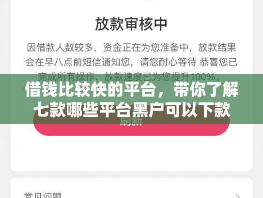 借钱比较快的平台，带你了解七款哪些平台黑户可以下款