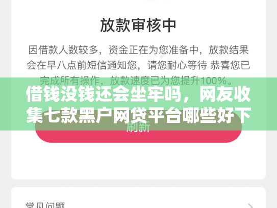 借钱没钱还会坐牢吗，网友收集七款黑户网贷平台哪些好下款
