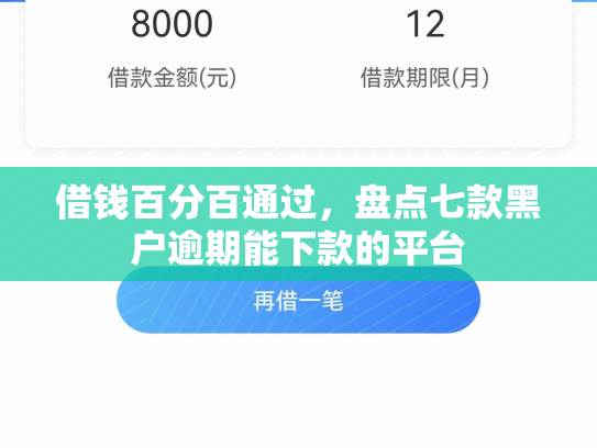 借钱百分百通过，盘点七款黑户逾期能下款的平台