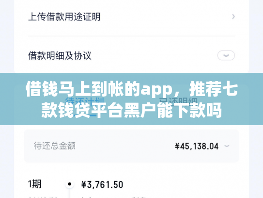 借钱马上到帐的app，推荐七款钱贷平台黑户能下款吗