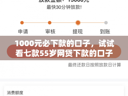 1000元必下款的口子，试试看七款55岁网贷下款的口子