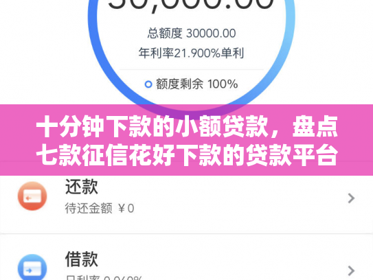 十分钟下款的小额贷款，盘点七款征信花好下款的贷款平台