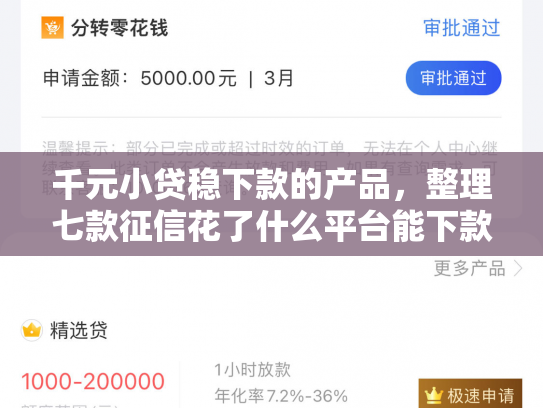 千元小贷稳下款的产品，整理七款征信花了什么平台能下款