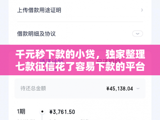 千元秒下款的小贷，独家整理七款征信花了容易下款的平台