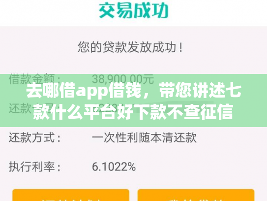 去哪借app借钱，带您讲述七款什么平台好下款不查征信