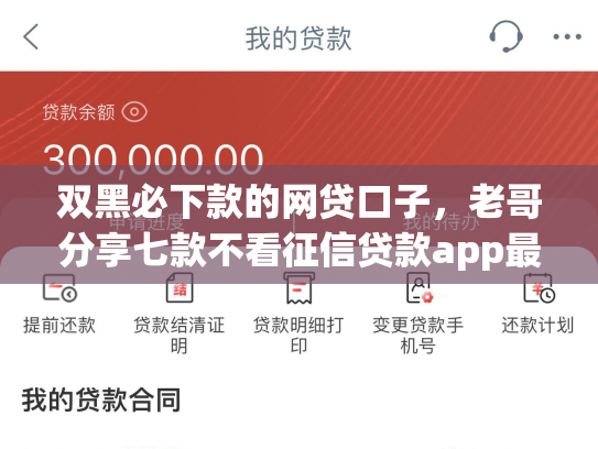 双黑必下款的网贷口子，老哥分享七款不看征信贷款app最快审核下款