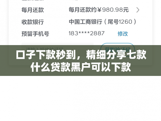 口子下款秒到，精细分享七款什么贷款黑户可以下款