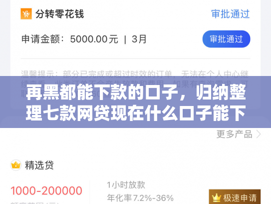 再黑都能下款的口子，归纳整理七款网贷现在什么口子能下款