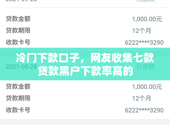 冷门下款口子，网友收集七款贷款黑户下款率高的