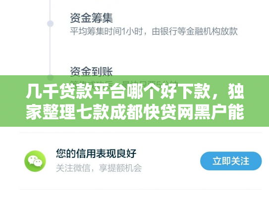 几千贷款平台哪个好下款，独家整理七款成都快贷网黑户能下款吗