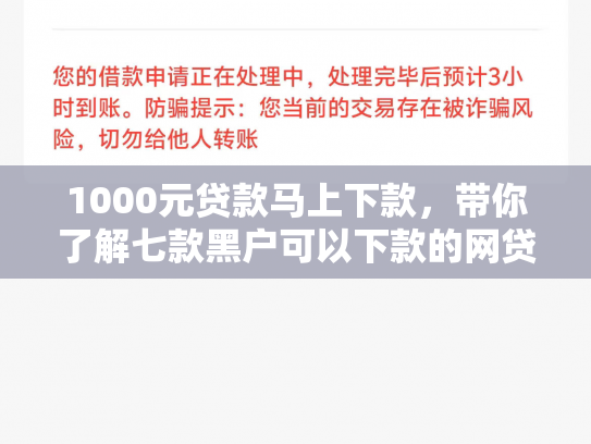 1000元贷款马上下款，带你了解七款黑户可以下款的网贷口子