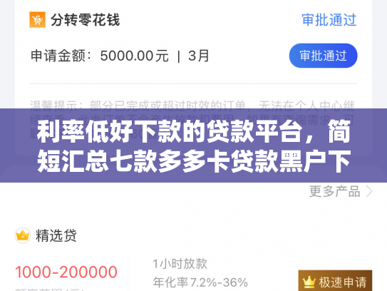 利率低好下款的贷款平台，简短汇总七款多多卡贷款黑户下款吗