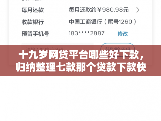 十九岁网贷平台哪些好下款，归纳整理七款那个贷款下款快不查征信