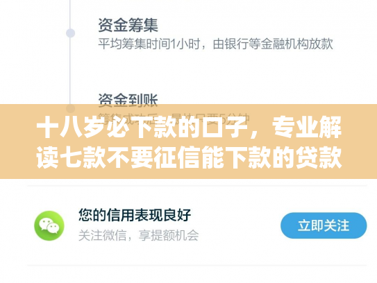 十八岁必下款的口子，专业解读七款不要征信能下款的贷款app