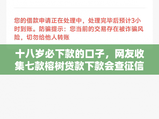 十八岁必下款的口子，网友收集七款榕树贷款下款会查征信吗