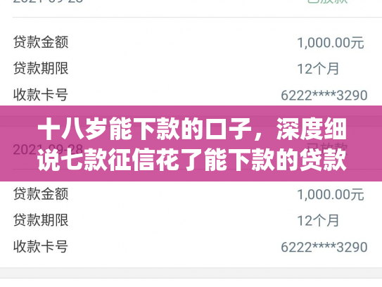 十八岁能下款的口子，深度细说七款征信花了能下款的贷款app