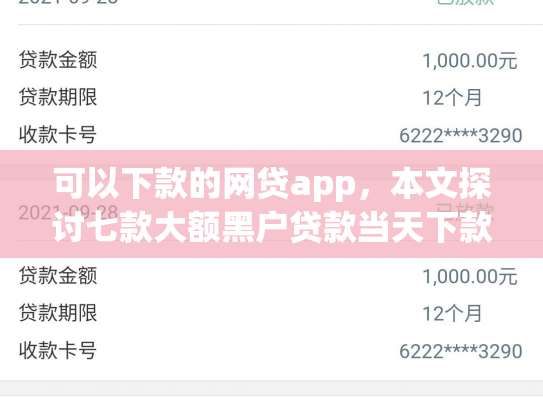 可以下款的网贷app，本文探讨七款大额黑户贷款当天下款