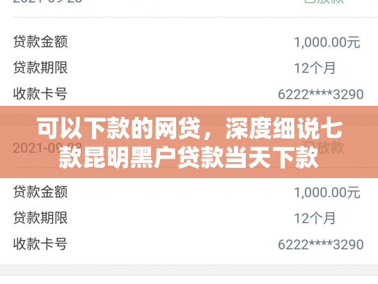 可以下款的网贷，深度细说七款昆明黑户贷款当天下款
