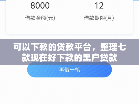 可以下款的贷款平台，整理七款现在好下款的黑户贷款