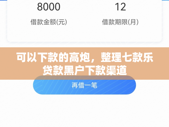 可以下款的高炮，整理七款乐贷款黑户下款渠道