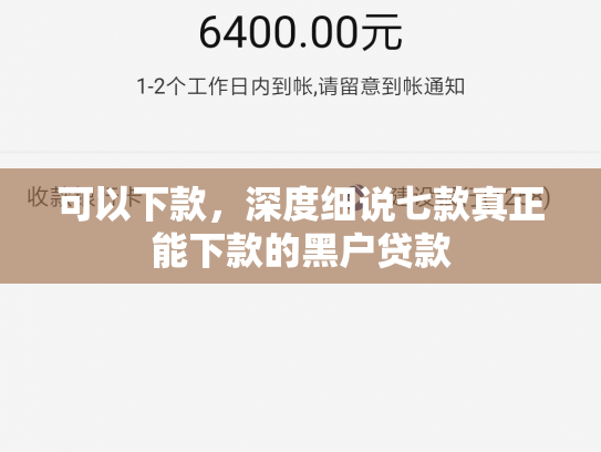 可以下款，深度细说七款真正能下款的黑户贷款