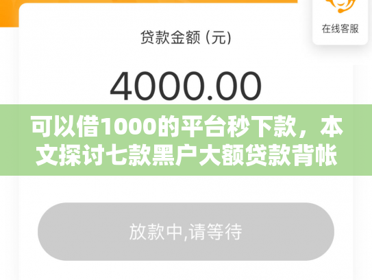 可以借1000的平台秒下款，本文探讨七款黑户大额贷款背帐下款