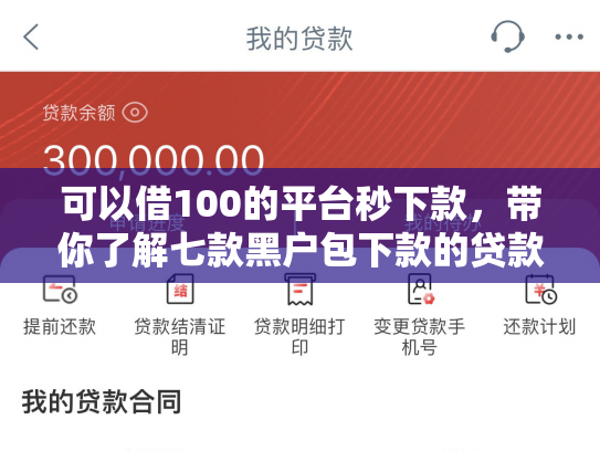 可以借100的平台秒下款，带你了解七款黑户包下款的贷款口子