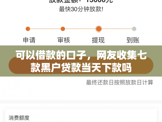 可以借款的口子，网友收集七款黑户贷款当天下款吗