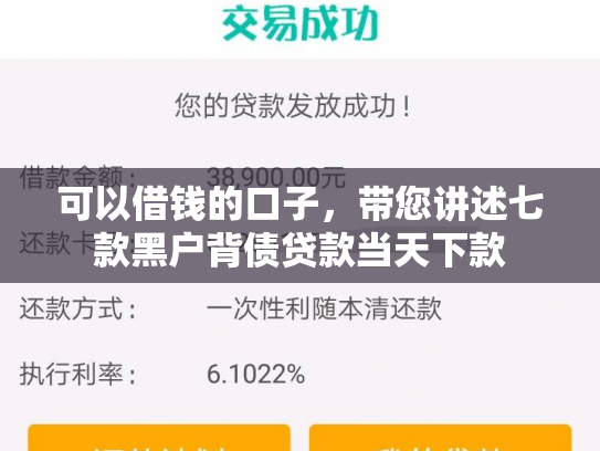 可以借钱的口子，带您讲述七款黑户背债贷款当天下款