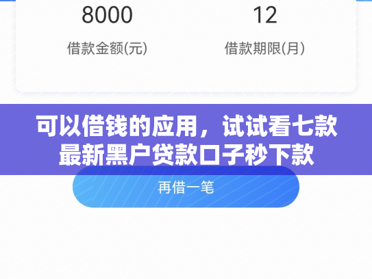 可以借钱的应用，试试看七款最新黑户贷款口子秒下款