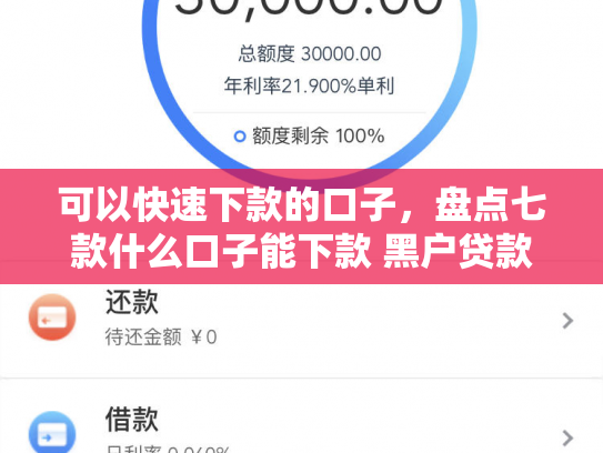 可以快速下款的口子，盘点七款什么口子能下款 黑户贷款