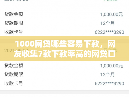 1000网贷哪些容易下款，网友收集7款下款率高的网贷口子