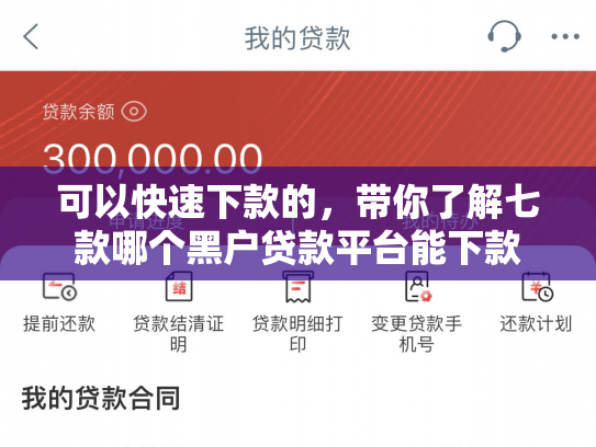 可以快速下款的，带你了解七款哪个黑户贷款平台能下款