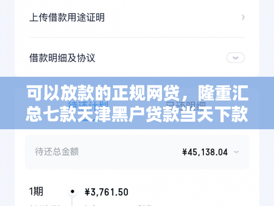 可以放款的正规网贷，隆重汇总七款天津黑户贷款当天下款