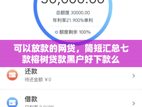 可以放款的网贷，简短汇总七款榕树贷款黑户好下款么