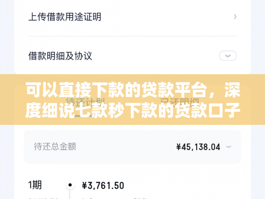 可以直接下款的贷款平台，深度细说七款秒下款的贷款口子黑户