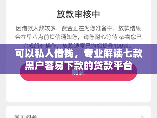 可以私人借钱，专业解读七款黑户容易下款的贷款平台